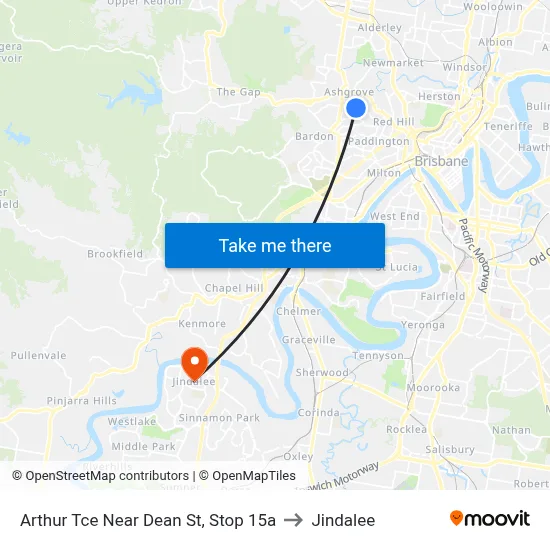 Arthur Tce Near Dean St, Stop 15a to Jindalee map
