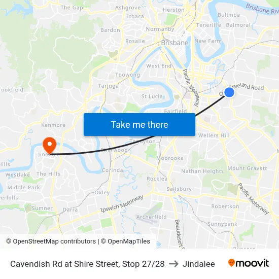 Cavendish Rd at Shire Street, Stop 27/28 to Jindalee map