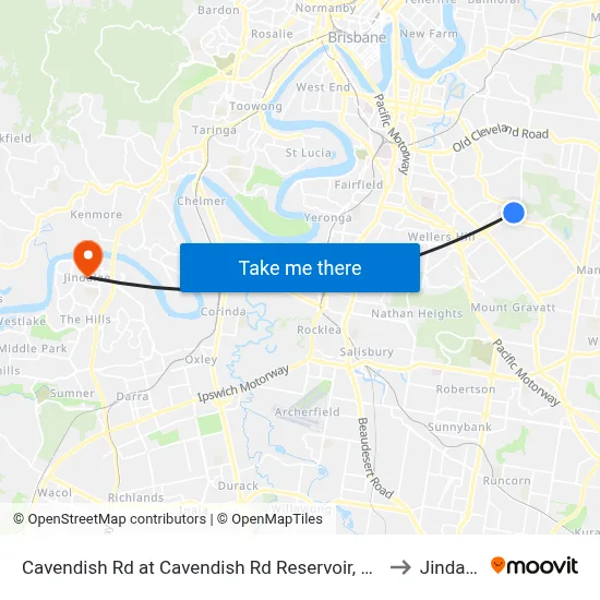 Cavendish Rd at Cavendish Rd Reservoir, Stop 40 to Jindalee map