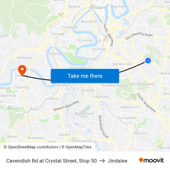 Cavendish Rd at Crystal Street, Stop 50 to Jindalee map