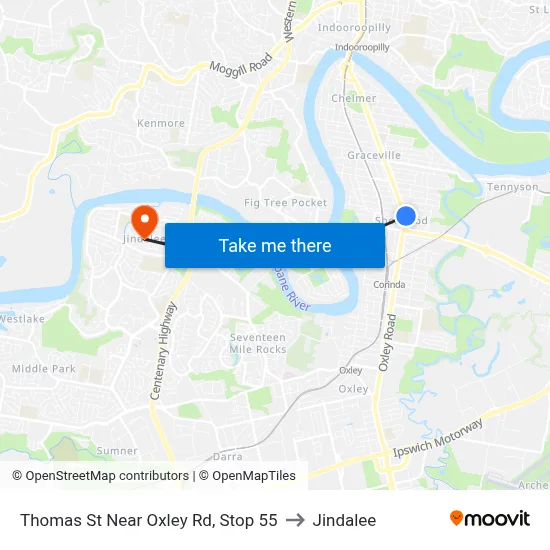 Thomas St Near Oxley Rd, Stop 55 to Jindalee map