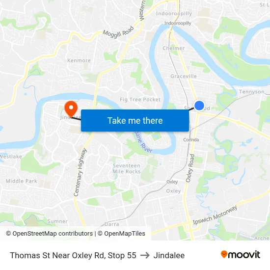 Thomas St Near Oxley Rd, Stop 55 to Jindalee map