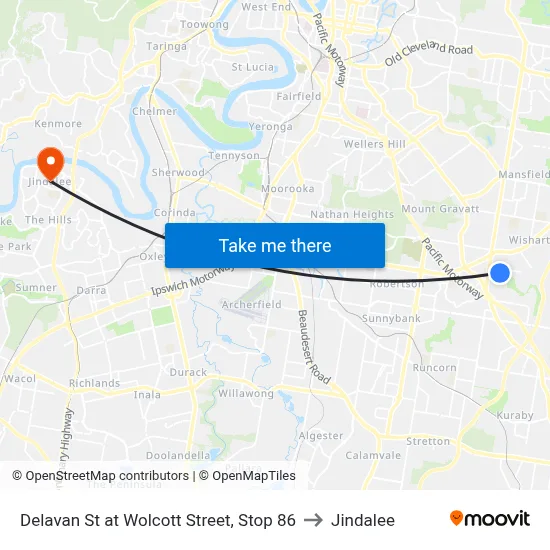 Delavan St at Wolcott Street, Stop 86 to Jindalee map