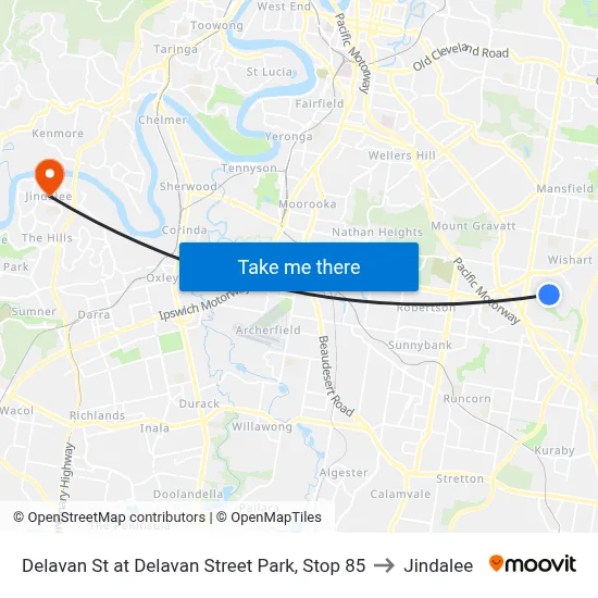 Delavan St at Delavan Street Park, Stop 85 to Jindalee map