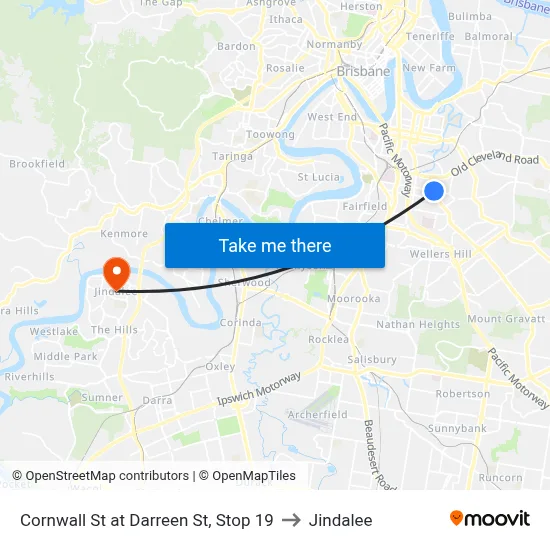 Cornwall St at Darreen St, Stop 19 to Jindalee map