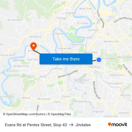 Evans Rd at Pentex Street, Stop 43 to Jindalee map
