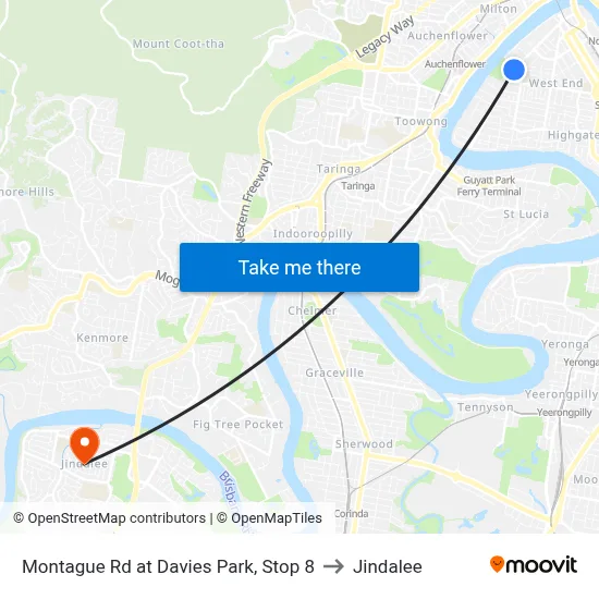 Montague Rd at Davies Park, Stop 8 to Jindalee map