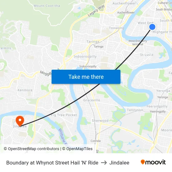 Boundary at Whynot Street Hail 'N' Ride to Jindalee map