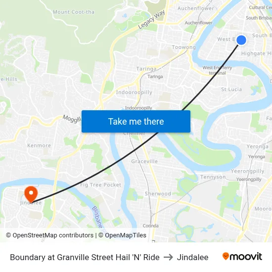Boundary at Granville Street Hail 'N' Ride to Jindalee map
