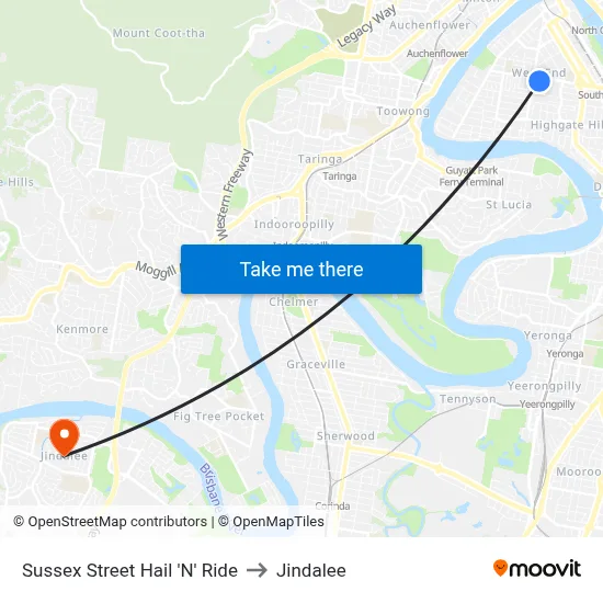Sussex Street Hail 'N' Ride to Jindalee map