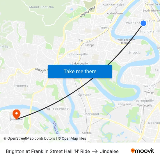 Brighton at Franklin Street Hail 'N' Ride to Jindalee map