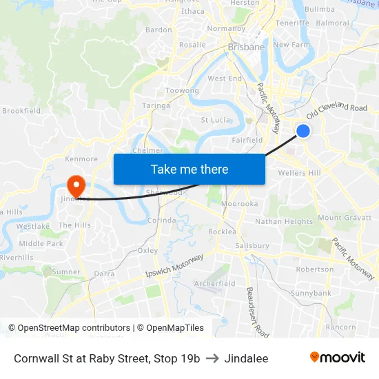 Cornwall St at Raby Street, Stop 19b to Jindalee map