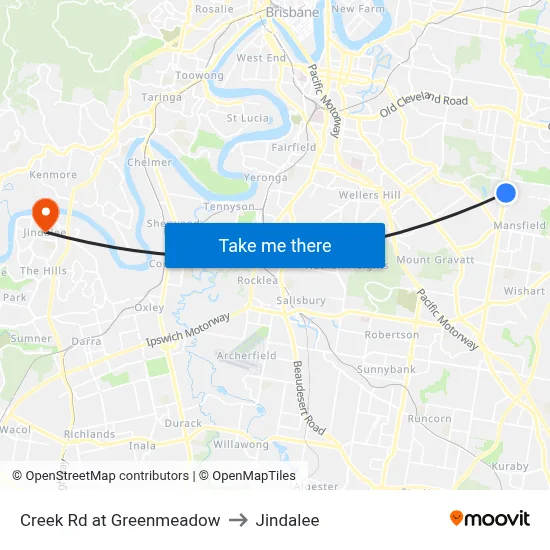 Creek Rd at Greenmeadow to Jindalee map