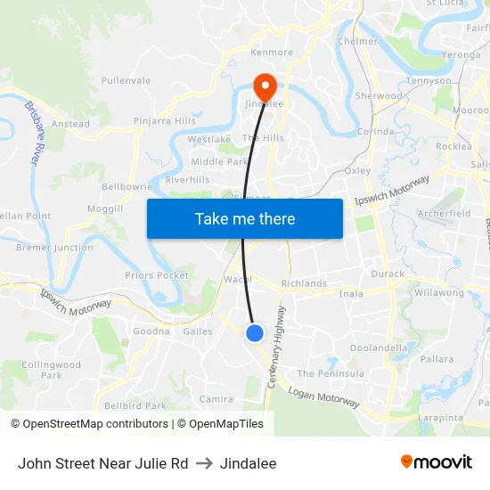 John Street Near Julie Rd to Jindalee map