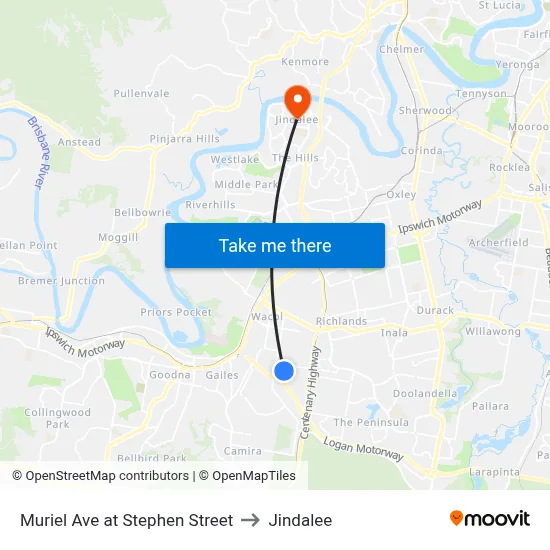 Muriel Ave at Stephen Street to Jindalee map