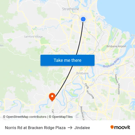 Norris Rd at Bracken Ridge Plaza to Jindalee map