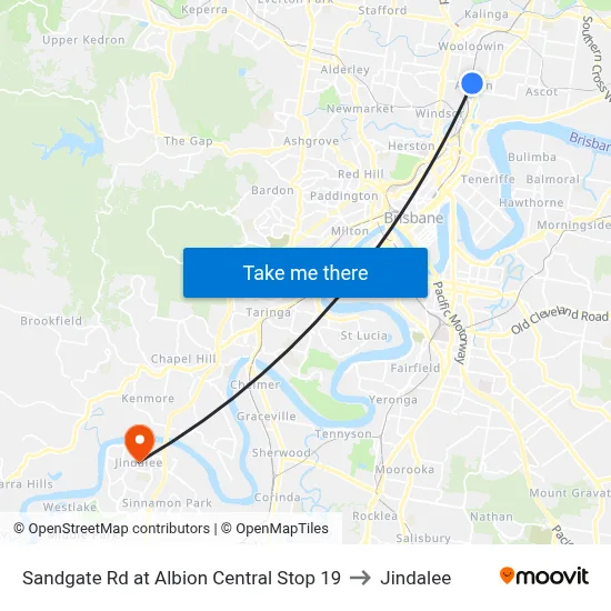 Sandgate Rd at Albion Central Stop 19 to Jindalee map