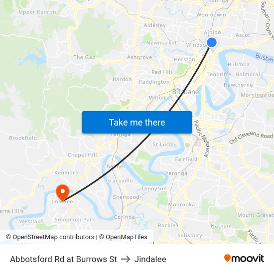 Abbotsford Rd at Burrows St to Jindalee map