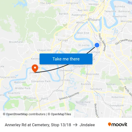 Annerley Rd at Cemetery, Stop 13/18 to Jindalee map