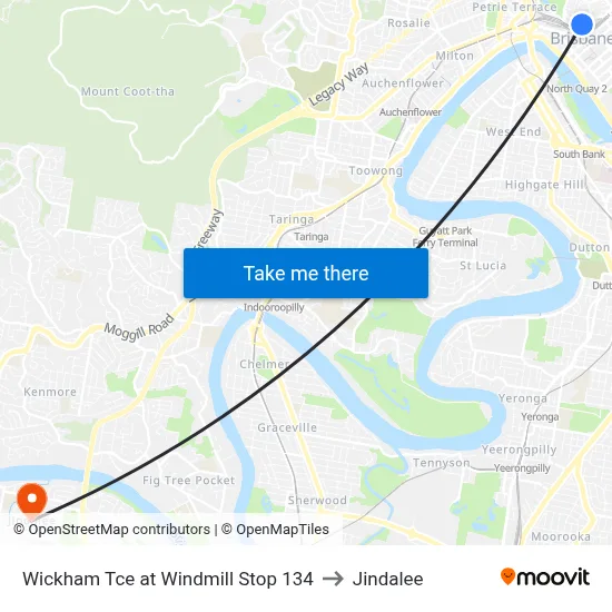 Wickham Tce at Windmill Stop 134 to Jindalee map