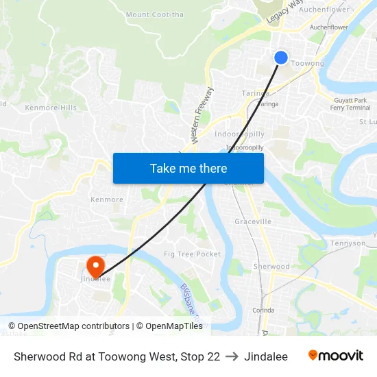Sherwood Rd at Toowong West, Stop 22 to Jindalee map