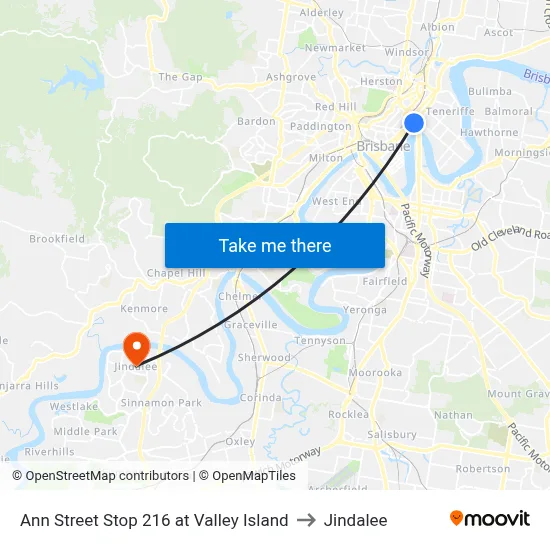 Ann Street Stop 216 at Valley Island to Jindalee map