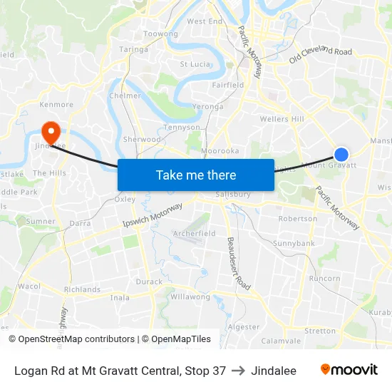 Logan Rd at Mt Gravatt Central, Stop 37 to Jindalee map