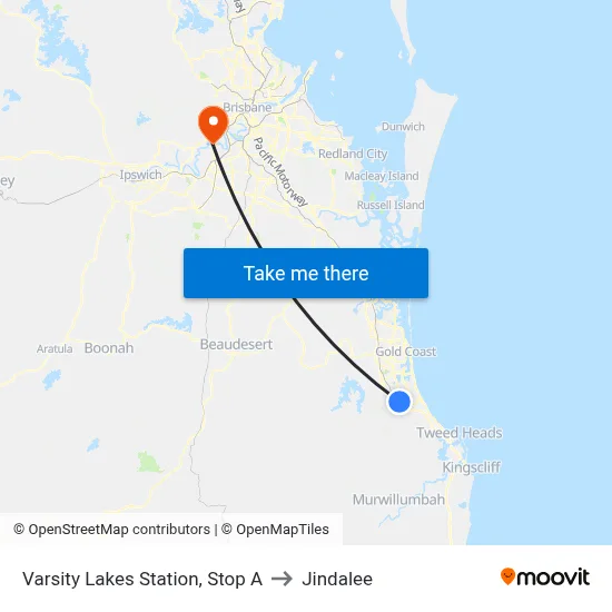 Varsity Lakes Station, Stop A to Jindalee map