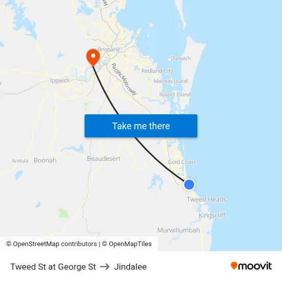 Tweed St at George St to Jindalee map