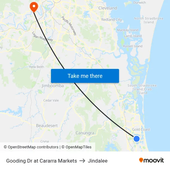 Gooding Dr at Cararra Markets to Jindalee map