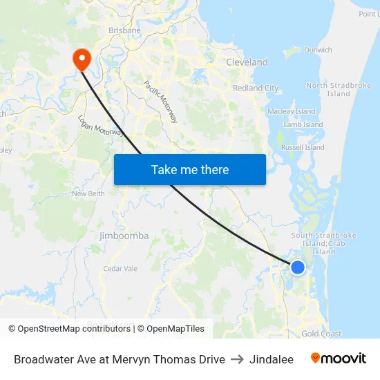 Broadwater Ave at Mervyn Thomas Drive to Jindalee map