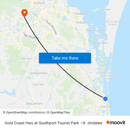 Gold Coast Hwy at Southport Tourist Park to Jindalee map