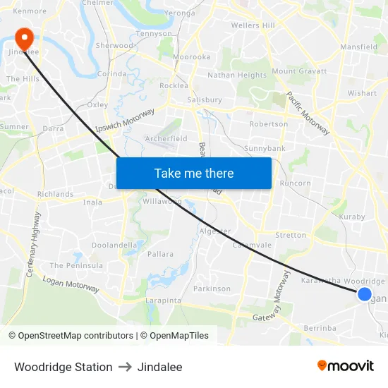 Woodridge Station to Jindalee map