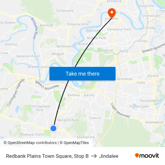 Redbank Plains Town Square, Stop B to Jindalee map
