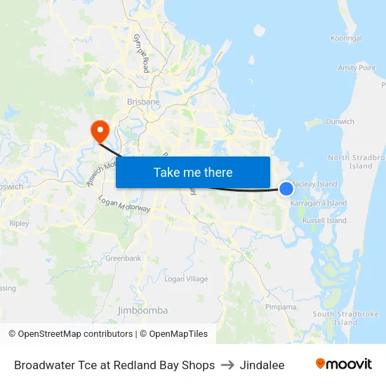 Broadwater Tce at Redland Bay Shops to Jindalee map