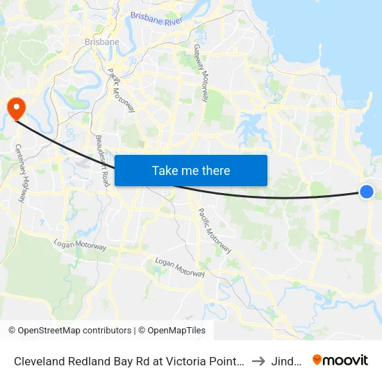 Cleveland Redland Bay Rd at Victoria Point High School to Jindalee map
