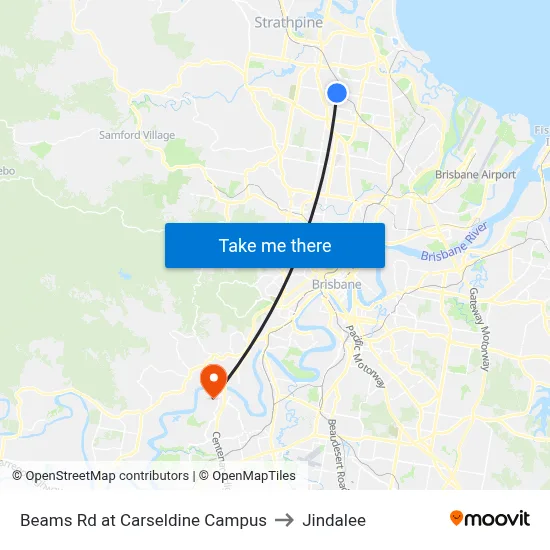 Beams Rd at Carseldine Campus to Jindalee map
