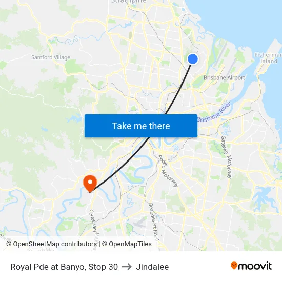 Royal Pde at Banyo, Stop 30 to Jindalee map