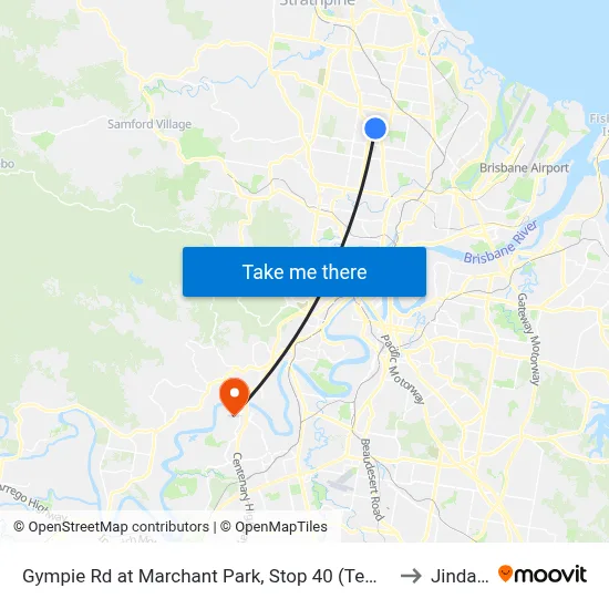 Gympie Rd at Marchant Park, Stop 40 (Temp Closure) to Jindalee map