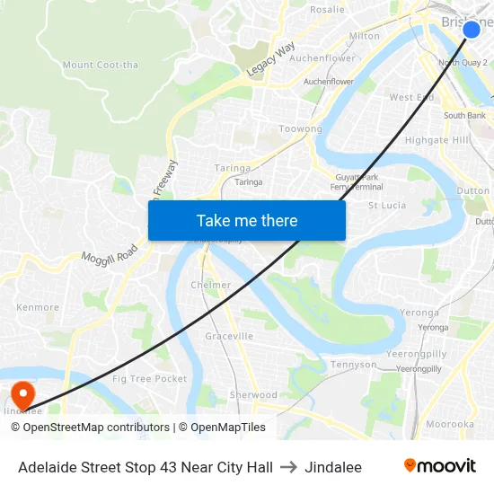 Adelaide Street Stop 43 Near City Hall to Jindalee map