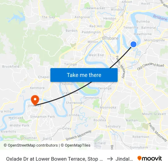 Oxlade Dr at Lower Bowen Terrace, Stop 19 to Jindalee map