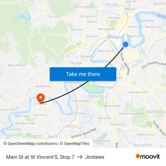Main St at St Vincent'S, Stop 7 to Jindalee map