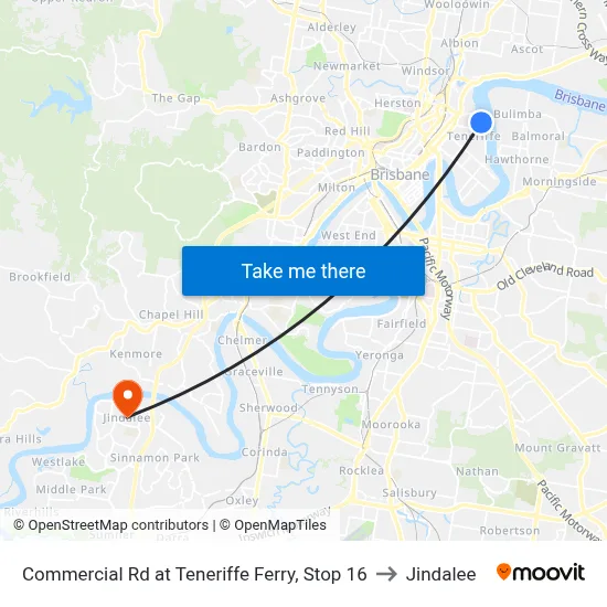 Commercial Rd at Teneriffe Ferry, Stop 16 to Jindalee map
