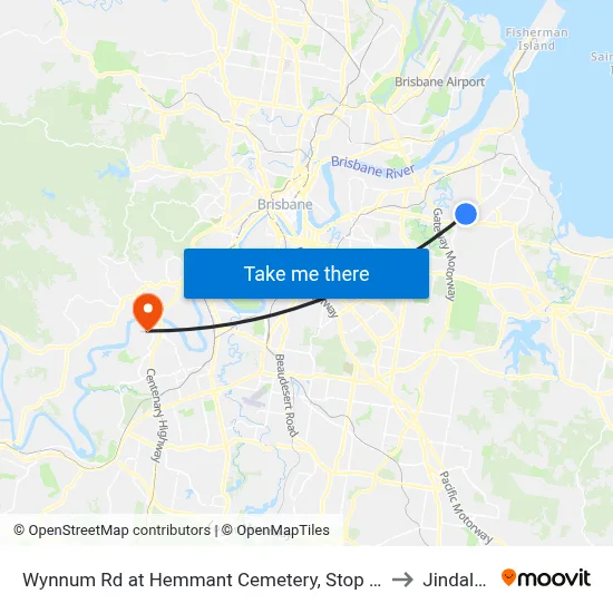 Wynnum Rd at Hemmant Cemetery, Stop 44 to Jindalee map