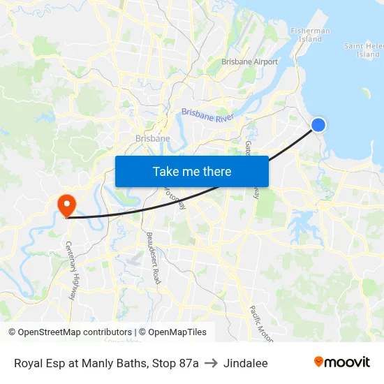 Royal Esp at Manly Baths, Stop 87a to Jindalee map