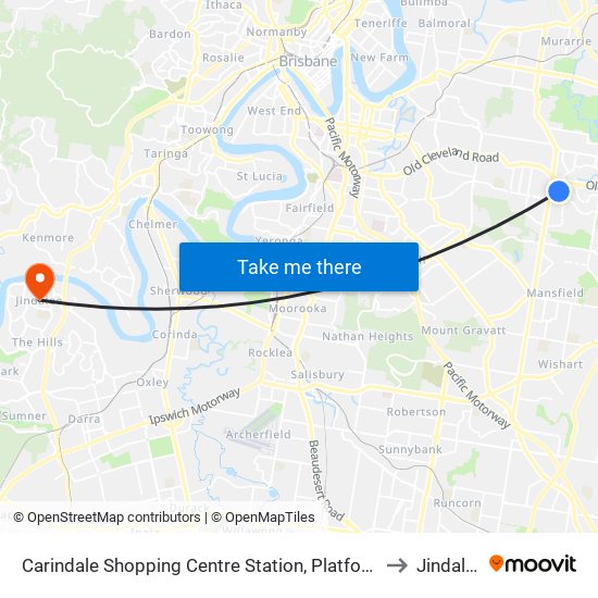 Carindale Shopping Centre Station, Platform B to Jindalee map