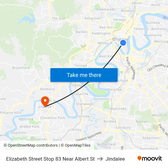 Elizabeth Street Stop 83 Near Albert St to Jindalee map
