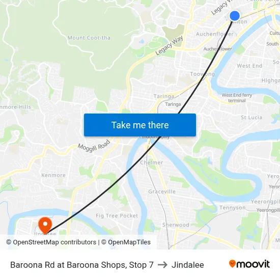 Baroona Rd at Baroona Shops, Stop 7 to Jindalee map