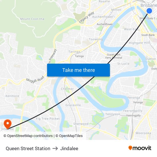 Queen Street Station to Jindalee map