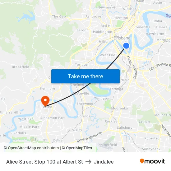 Alice Street Stop 100 at Albert St to Jindalee map